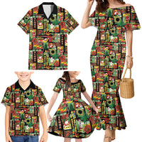 Hawaiian Santa Christmas Pattern Family Matching Mermaid Dress and Hawaiian Shirt Black Version - Polynesian Pride