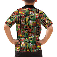 Hawaiian Santa Christmas Pattern Family Matching Puletasi and Hawaiian Shirt Black Version LT01 - Polynesian Pride