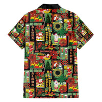 Hawaiian Santa Christmas Pattern Family Matching Puletasi and Hawaiian Shirt Black Version LT01 - Polynesian Pride