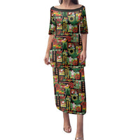 Hawaiian Santa Christmas Pattern Family Matching Puletasi and Hawaiian Shirt Black Version LT01 Mom's Dress Red - Polynesian Pride