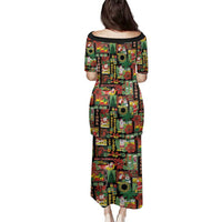 Hawaiian Santa Christmas Pattern Family Matching Puletasi and Hawaiian Shirt Black Version LT01 - Polynesian Pride