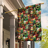 Hawaiian Santa Christmas Pattern Garden Flag Black Version LT01 House Flag Red - Polynesian Pride