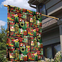 Hawaiian Santa Christmas Pattern Garden Flag Black Version LT01 - Polynesian Pride