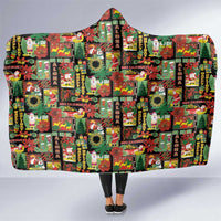 Hawaiian Santa Christmas Pattern Hooded Blanket Black Version LT01 One Size Red - Polynesian Pride