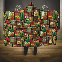 Hawaiian Santa Christmas Pattern Hooded Blanket Black Version LT01 - Polynesian Pride