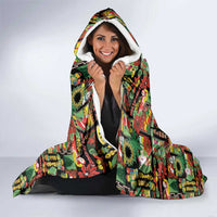 Hawaiian Santa Christmas Pattern Hooded Blanket Black Version LT01 - Polynesian Pride