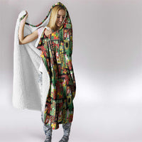 Hawaiian Santa Christmas Pattern Hooded Blanket Black Version LT01 - Polynesian Pride