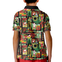 Hawaiian Santa Christmas Pattern Kid Polo Shirt Black Version - Polynesian Pride