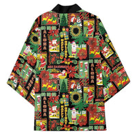 Hawaiian Santa Christmas Pattern Kimono Black Version LT01 - Polynesian Pride