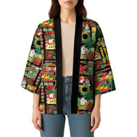 Hawaiian Santa Christmas Pattern Kimono Black Version LT01 - Polynesian Pride