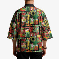 Hawaiian Santa Christmas Pattern Kimono Black Version LT01 - Polynesian Pride