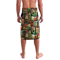 Hawaiian Santa Christmas Pattern Lavalava Black Version LT01 - Polynesian Pride