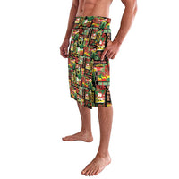 Hawaiian Santa Christmas Pattern Lavalava Black Version LT01 - Polynesian Pride