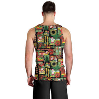 Hawaiian Santa Christmas Pattern Men Tank Top Black Version - Polynesian Pride