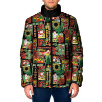 Hawaiian Santa Christmas Pattern Padded Jacket Black Version LT01 Men Red - Polynesian Pride
