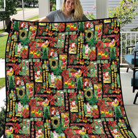 Hawaiian Santa Christmas Pattern Quilt Black Version LT01 Red - Polynesian Pride