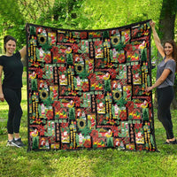 Hawaiian Santa Christmas Pattern Quilt Black Version LT01 - Polynesian Pride