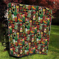 Hawaiian Santa Christmas Pattern Quilt Black Version LT01 - Polynesian Pride