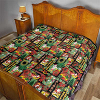 Hawaiian Santa Christmas Pattern Quilt Black Version LT01 - Polynesian Pride