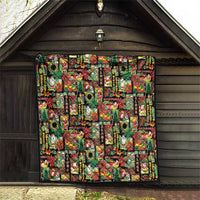 Hawaiian Santa Christmas Pattern Quilt Black Version LT01 - Polynesian Pride