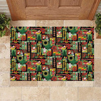 Hawaiian Santa Christmas Pattern Rubber Doormat Black Version LT01 Red - Polynesian Pride