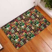 Hawaiian Santa Christmas Pattern Rubber Doormat Black Version LT01 - Polynesian Pride