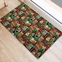 Hawaiian Santa Christmas Pattern Rubber Doormat Black Version LT01 - Polynesian Pride