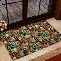Hawaiian Santa Christmas Pattern Rubber Doormat Black Version LT01 - Polynesian Pride