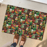 Hawaiian Santa Christmas Pattern Rubber Doormat Black Version LT01 - Polynesian Pride