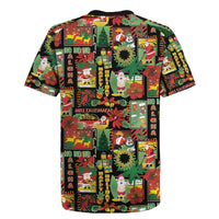 Hawaiian Santa Christmas Pattern Rugby Jersey Black Version LT01 - Polynesian Pride