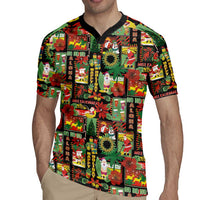 Hawaiian Santa Christmas Pattern Rugby Jersey Black Version LT01 - Polynesian Pride