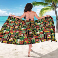 Hawaiian Santa Christmas Pattern Sarong Black Version LT01 - Polynesian Pride