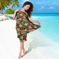 Hawaiian Santa Christmas Pattern Sarong Black Version LT01 - Polynesian Pride