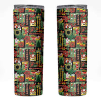 Hawaiian Santa Christmas Pattern Skinny Tumbler Black Version LT01 Red - Polynesian Pride