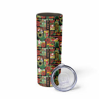 Hawaiian Santa Christmas Pattern Skinny Tumbler Black Version LT01 - Polynesian Pride