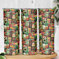 Hawaiian Santa Christmas Pattern Skinny Tumbler Black Version LT01 - Polynesian Pride