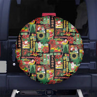 Hawaiian Santa Christmas Pattern Spare Tire Cover Black Version LT01 No hole Red - Polynesian Pride