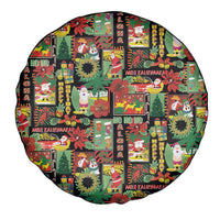 Hawaiian Santa Christmas Pattern Spare Tire Cover Black Version LT01 - Polynesian Pride