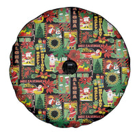 Hawaiian Santa Christmas Pattern Spare Tire Cover Black Version LT01 - Polynesian Pride