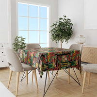Hawaiian Santa Christmas Pattern Tablecloth Black Version LT01 - Polynesian Pride