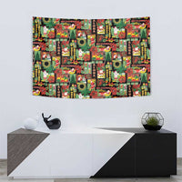Hawaiian Santa Christmas Pattern Tapestry Black Version LT01 - Polynesian Pride