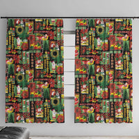 Hawaiian Santa Christmas Pattern Window Curtain Black Version LT01 With Hooks Red - Polynesian Pride