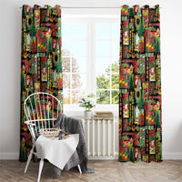 Hawaiian Santa Christmas Pattern Window Curtain Black Version LT01 - Polynesian Pride