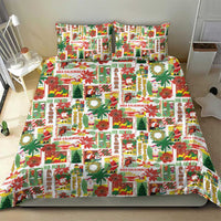 Hawaiian Santa Christmas Pattern Bedding Set White Version - Polynesian Pride