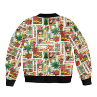 Hawaiian Santa Christmas Pattern Bomber Jacket White Version LT01 - Polynesian Pride