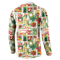 Hawaiian Santa Christmas Pattern Button Sweatshirt White Version - Polynesian Pride