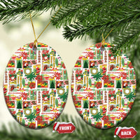 Hawaiian Santa Christmas Pattern Ceramic Ornament White Version - Polynesian Pride