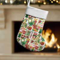 Hawaiian Santa Christmas Pattern Christmas Stocking White Version - Polynesian Pride