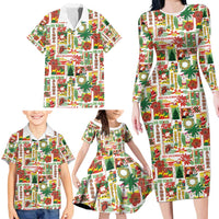 Hawaiian Santa Christmas Pattern Family Matching Long Sleeve Bodycon Dress and Hawaiian Shirt White Version - Polynesian Pride