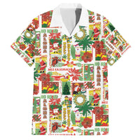 Hawaiian Santa Christmas Pattern Family Matching Off The Shoulder Long Sleeve Dress and Hawaiian Shirt White Version - Polynesian Pride